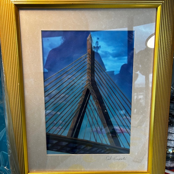 Boston Zakim Bridge with gold frame 19x23" - Picture 2 of 6